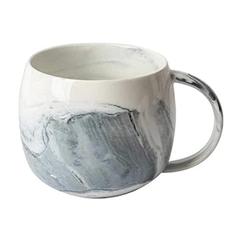 eKsdf Marmoroptik Kaffeetassen Tasse Bauchig Keramikbecher 300ml Mokkatasse Cappuccino Tassen Bürotasse Porzellantasse mit Henkel für Kaffee Tee Mokka Milch Kakao Saft (Grau) von eKsdf