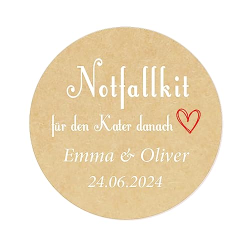 48 Stk personalisiert Hangover Kit Hochzeit Sticker - 40mm 'Notfallkit für den Kater danach' Aufkleber - für Gastgeschenk,Bridal Shower,Hen Night Junggesellenabschied,Geburtstag Feier - Rd 257 48 Stk personalisiert Hangover Kit Hochzeit Sticker - 40mm 'Notfallkit für den Kater danach' Aufkleber - für Gastgeschenk,Bridal Shower,Hen Night Junggesellenabschied,Geburtstag Feier - Rd 257 von eKunSTreet