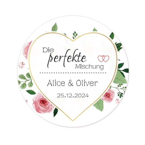 50 personalisiert Liebe Herz Hochzeitssticker Die perfekte Mischung Aufkleber Papieraufkleber Etiketten für Hochzeit,Gastgeschenk,Tischdeko,Flaschen,Tüten,Briefen,Einladungen - Rd 346 von eKunSTreet