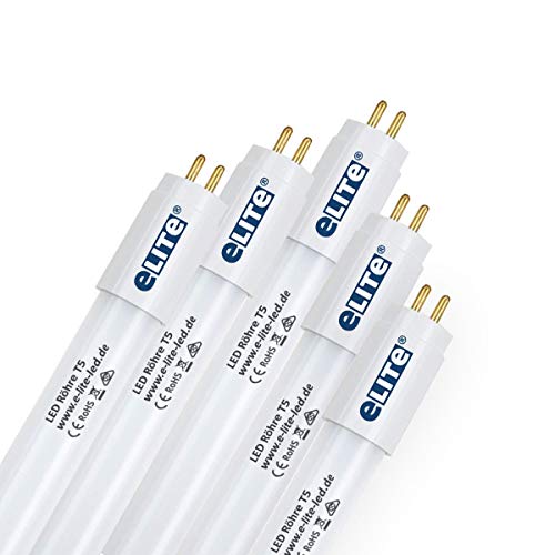 eLITe LED Röhre T5, 84,9cm, 18W, sehr hell, 2340lm, 860, 6000 Kelvin, Tageslichtweiß, NUR FÜR EVG, 140 Grad, homogenes Licht, langlebig 50.000h, 3 Jahre Garantie, 5 Stück von eLITe