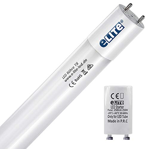 e-lite LED Röhre T8, 72cm, sehr hell, 1300lm, 10W, 840, 4000 Kelvin, universalweiß, Glas, 330 Grad, homogenes Licht, langlebig 50.000h, 5 Jahre Garantie, 27mm Durchmesser, inkl. Starter, 1 Stück von eLITe