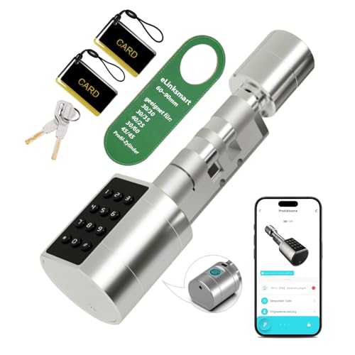 Elektronisches Türschloss 30/30 60mm to 45/45 90mm Umschaltbare Größe mit Schlüssel Fingerabdruck Tuya App Fernautorisierung Geeignet für Türen die meisten EU - Türschlösser DIY Montage von eLinkSmart
