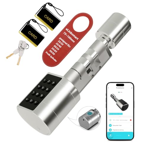 Elektronisches Türschloss 70mm 35/35 bis 100mm 50/50 Umschaltbare Größe mit Schlüssel Fingerabdruck Tuya App Fernautorisierung Geeignet für Türen die meisten EU - Türschlösser DIY Montage von eLinkSmart