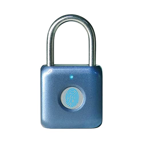 Fingerabdruck-Vorhängeschloss, eLinkSmart kleines Vorhängeschloss Biometrie schlüsselloses Schloss für Spind Fitnessstudio, Schule, Schränke, Koffer, Werkzeugkasten, Koffer (Blau) von eLinkSmart