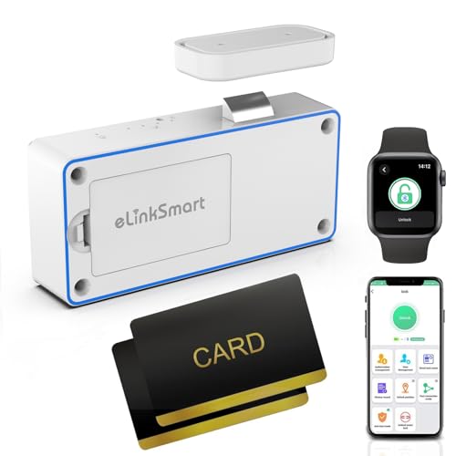 Schrankschloss NFC RFID-Karte eLinkSmart Verstecktes Schubladenschloss für Kindersicherung Schranktür Likördatei Küche Speisekammer Möbel Unterstützung Telefon oder Uhr App ohne Bohren Weiß von eLinkSmart