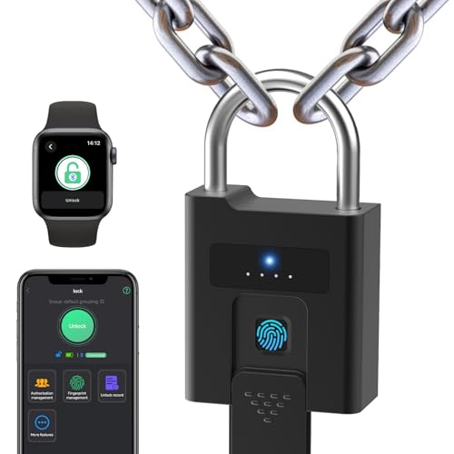 Vorhängeschloss mit Schlüssel eLinkSmart Fingerabdruck Vorhängeschloss wasserdicht stoßfest mit App-Benutzerverwaltung Vorhängeschloss gleichschließend für Außenbereich 500mAh Batterie hält lange von eLinkSmart