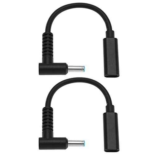 eMagTech 2 Stück Typ C USB-C Buchse Eingang auf DC 4,5x3,0mm Power PD Ladekabel 18-20V 65w-100w Nur kompatibel mit HP von eMagTech