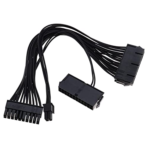 eMagTech Dual PSU 24-Pin ATX Motherboard Adapter Kabel 20+4 Pin Dual PSU Kabel Mining Adapter ATX Motherboard Adapter Verlängerungskabel 30cm 18AWG 24 Pin Buchse auf 24 Pin (20+4) Pin Splitter Kabel von eMagTech