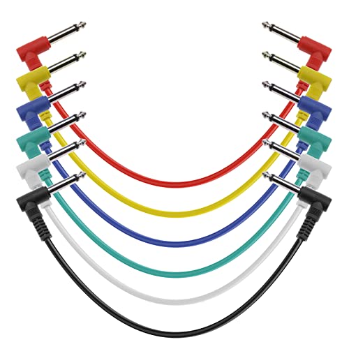 eMagTech Gitarren-Patchkabel, 6,35 mm, TS rechtwinkliger Stecker, 30,5 cm, kurzes Audio-Instrumenten-Verbindungskabel für Gitarren-Effektpedal, 6 Farben von eMagTech