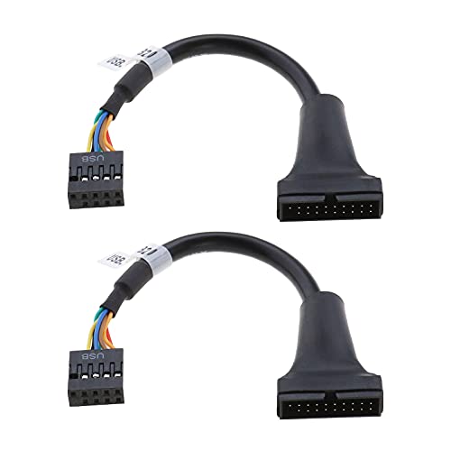 USB 3.0 20-Pin-Motherboard-Stecker auf 9-Pin-Buchse Kabeladapter Kompatibel mit USB 2.0-Motherboard-Geräten Kupfer-PVC-USB-Kabel mit 15 cm / 5,9 Zoll 2 Stück von eMagTech