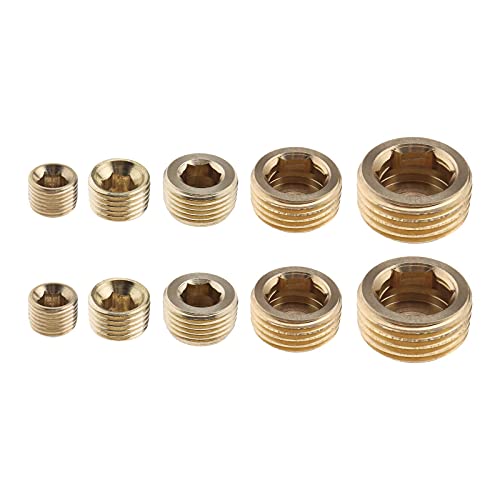 eMagTech 10 x Verbindungsstück aus Messing 1/4 3/8 1/4 1/2 3/4 Zoll Außengewinde Innengewinde Sechskantkopf Adapter für Solarwasserleitungen Tupe Schlauch Pneumatik von eMagTech
