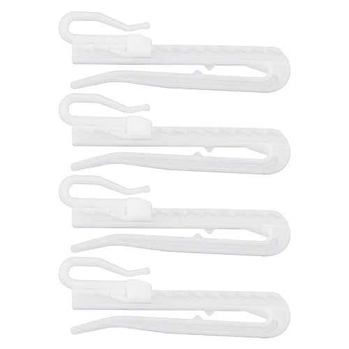 eMagTech 100 Stück 70 Mm Vorhanghaken Gardinenhaken Verstellbare Tiefe Klemmfaltenhaken Kunststoff Vorhangband-Clips Aufhänger für Duschtüren Fenstervorhänge, Weiß von eMagTech