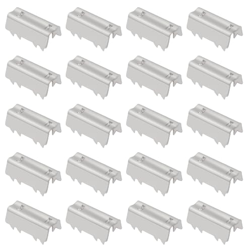 eMagTech 100 Stück Zahnriemenklemmen mit Offenem Ende für 3D-Drucker Kompatibel mit GT2-offenem Gürtelclip 6,6 Mm X 19,5 Mm Edelstahlverschlüsse 3D-Drucker-Gurthalter Silberfarben von eMagTech