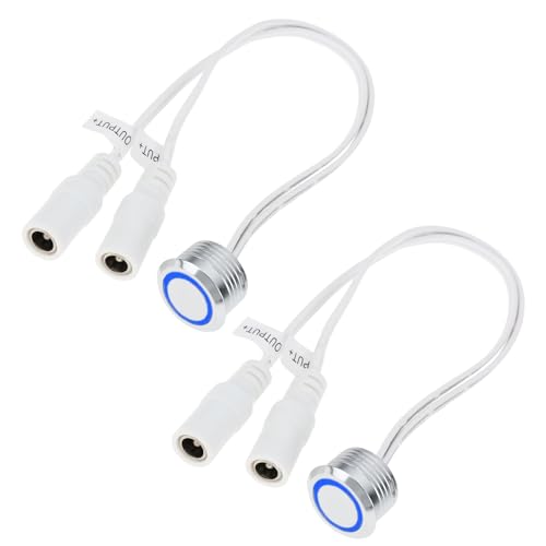 eMagTech 2 PCS Strip Touch Dimmschalter mit Doppelten Buchsensteckern 24V/12V 17,5mm Geeignet für LED-Streifen von eMagTech