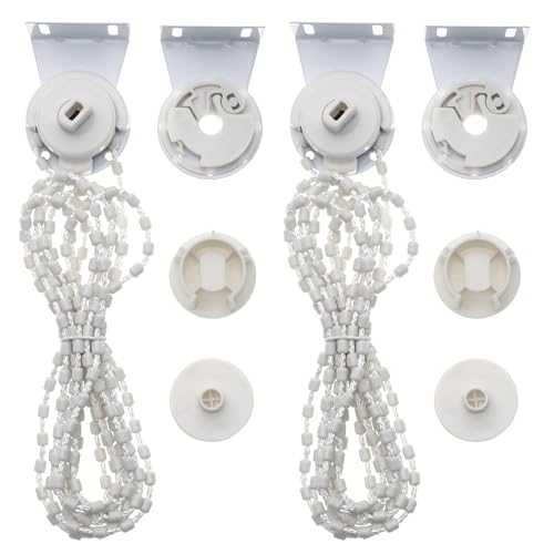 eMagTech 2 Sets Rollo Halterung für Rollos mit 38mm Rohrdurchmesser mit Perlenkette Roller Blind Vorhang Rollo Beschläge zur Befestigung von Vorhängen Jalousien Jalousien Fenstern von eMagTech