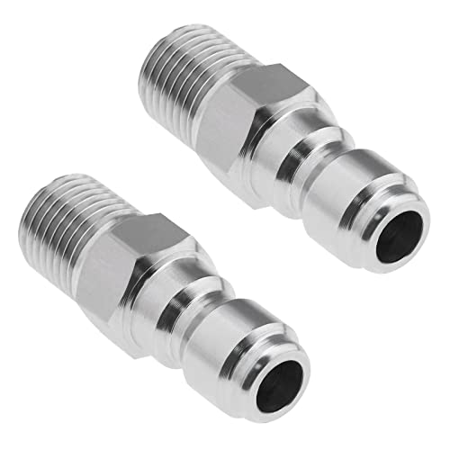 eMagTech 2PCS Hochdruckreiniger-Adapter 1/4 Zoll BSP-Außengewinde Schnellkupplungsstecker 304 Edelstahl-Kupplung für Hochdruckreiniger-Auslass-Sprühlanze 5000 PSI von eMagTech