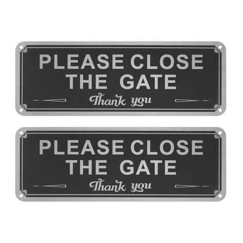 eMagTech 2 x Schild zum Aufhängen mit Aufschrift "Please Close the Gate", Aluminiumschilder, 250 mm x 90 mm x 1 mm, für Innen- und Außenbereiche, Vorder- und Hintertüren von eMagTech