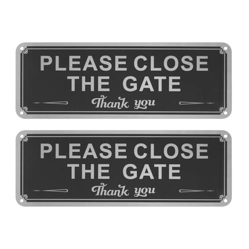 eMagTech 2 x Schild zum Aufhängen mit Aufschrift Please Close The Gate, Aluminiumschilder, 250 mm x 90 mm x 1 mm, für Innen- und Außenbereiche, Vorder- und Hintertüren von eMagTech