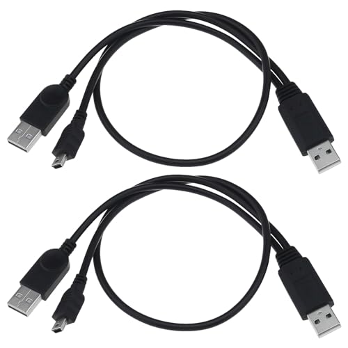 eMagTech 2 x USB 2.0 auf Mini B & USB 2.0 Kabel und Mini5p Stecker Digital für Kameras, MP3, MP4, mobile Festplatten, 50 cm, Schwarz von eMagTech