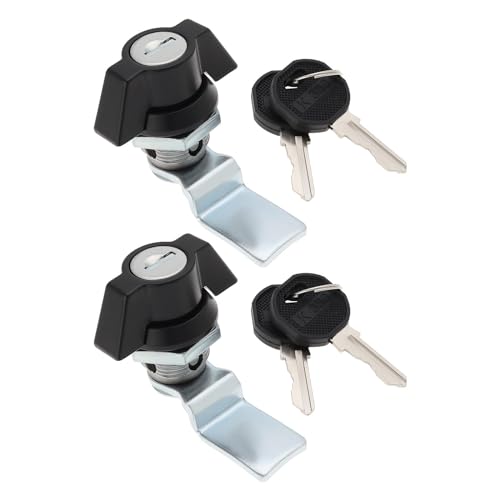 eMagTech 2er Set Vierteldrehverschlüsse aus Zinklegierung mit Schlüsselausschnitt 22mm X 20mm für Schaltschrank Zählerschrank Kleiner Verteiler Zylinderschloss Kippschalter Schwarz von eMagTech