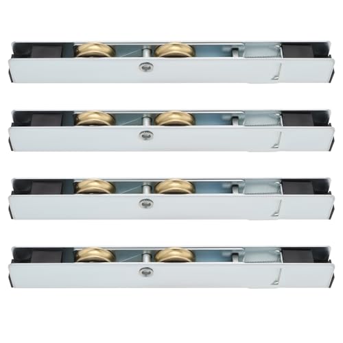 eMagTech 4 Stück Schiebetürrollen für Terrassentüren 158x20x12mm Doppelte Kupferräder Schieberolle für Holz Aluminium Push Pull Tür Fenster Fenster Fliegengitter Tür von eMagTech