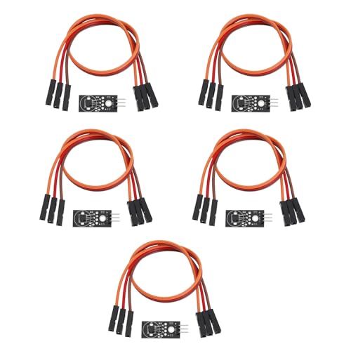 eMagTech 5 Stück Modul Digitaler Temperatursensor mit Verbindungsdraht DC 5V Kompatibel mit A/rduino Kompatibel mit Raspberry Pi Digitalmodul von eMagTech