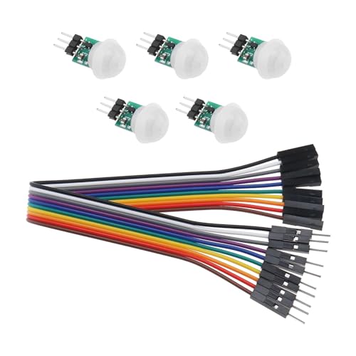 eMagTech 5 Stück IR-Menschensensor AM312 Mini-Detektormodul HC-SR312 Pyroelektrischer Infrarot-PIR-Bewegungsmelder mit 10-Pin-Draht DC 2,7 Bis 12 V eMagTech 5 Stück IR-Menschensensor AM312 Mini-Detektormodul HC-SR312 Pyroelektrischer Infrarot-PIR-Bewegungsmelder mit 10-Pin-Draht DC 2,7 Bis 12 V von eMagTech