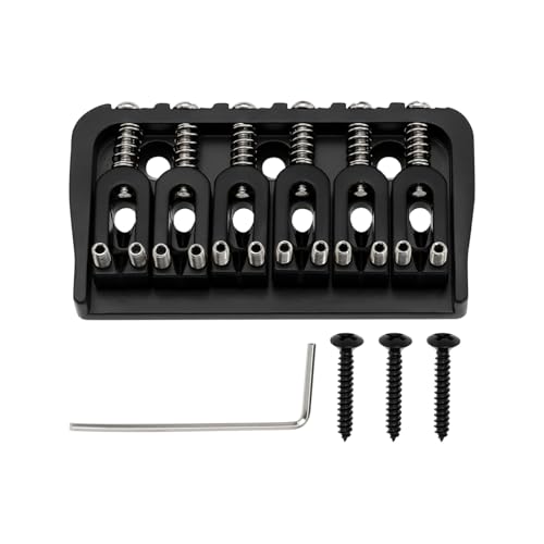eMagTech 6 Saiten Gitarre Feste Brücke Metall E-Gitarre Ersatzteil Gitarre Sattel Brücken Set für 6-Saiten Strat Tele Style E-Gitarre Schwarz von eMagTech