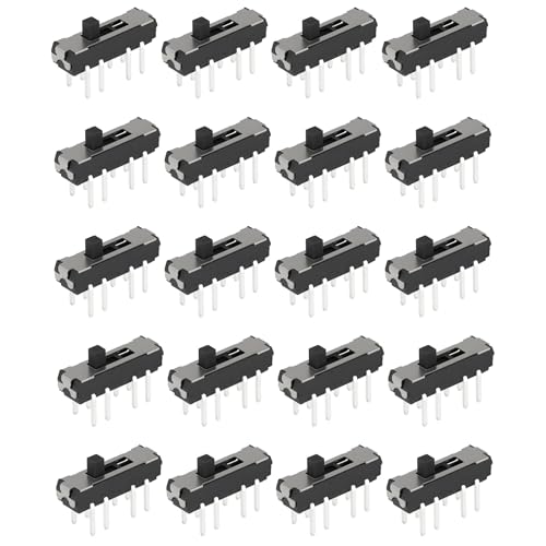 eMagTech Vertikaler Schiebeschalter SP3T 3 Positionen THT Kippschalter 12 V 100 mA für Spielzeug DIY, 13 x 3,5 mm, 20 Stück von eMagTech