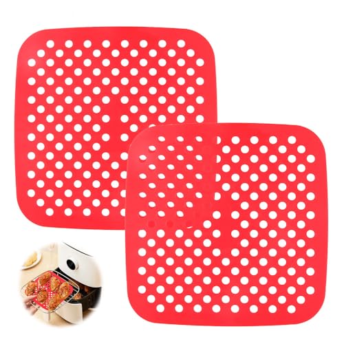 2er Set Silikon Luftfritteuse Liner, 7,5 Zoll Wiederverwendbare Antihaft-Silikonmatten, Perforiertes Backpapier-Ersatz für Luftfritteusen, Umweltfreundlich, Schwarz und Rot,Innenfutter Matte 2er Set Silikon Luftfritteuse Liner, 7,5 Zoll Wiederverwendbare Antihaft-Silikonmatten, Perforiertes Backpapier-Ersatz für Luftfritteusen, Umweltfreundlich, Schwarz und Rot,Innenfutter Matte von eModwey