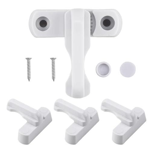 4er Set Fenstersicherung - Fensterriegel Schwenkriegel mit Befestigungsschrauben, Einbruchschutz Zusatzverriegelung für UPVC, PVC Fenster und Türen, Stabile und Langlebige Sicherheitsriegel in Weiß von eModwey