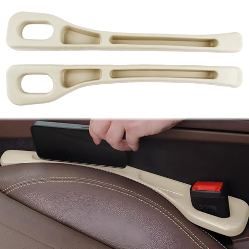eModwey 2er Set Aufbewahrungsbox für Autositze, Neuest Autositz Gap Organizer Storage Box, Universelle Aufbewahrungsbox für Autositze, Passend für Autos, SUVs und LKWs, Beige von eModwey