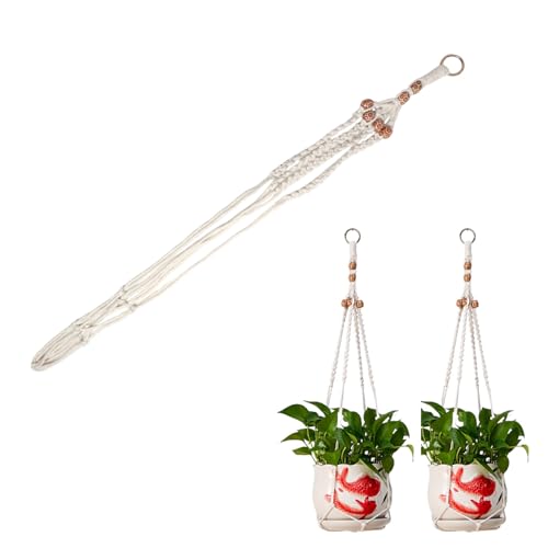 eModwey Makramee Blumenampel für Innen- und Außenbereich - Handgefertigte Baumwollseil Hängeampel, Boho Deko für Blumentöpfe und Pflanzen, Ideal für Decken, Balkone und Terrassen, 85 cm Länge von eModwey