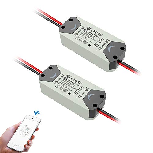 eMylo WiFi Lichtschalter Wireless Relais Fernbedienung Schalter Intelligenter Fernbedienungsschalter Smart Home Automation Timer Kompatibel mit Alexa Echo Google Home Iphone Android App (2 Pack） von eMylo