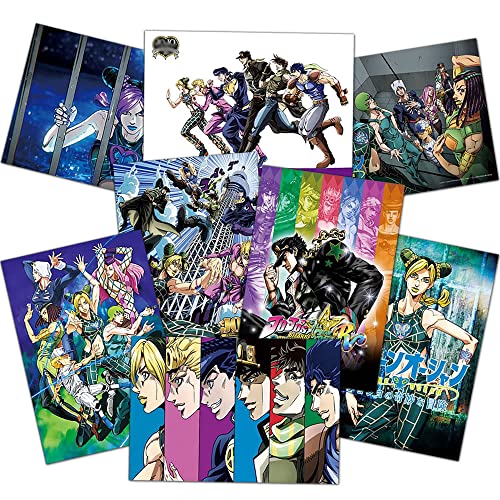 ePanda Anime JoJo Poster, JoJo Abenteuer Poster Giorno Giovanna Poster Junge Schlafzimmer Retro Poster Wohnzimmer Wandcollage Kit Anime Bilder Dekor Kunstdruck, Set von 8 Stück, 29,2 x 41,9 cm von ePanda