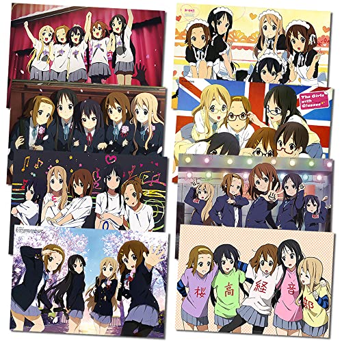 ePanda K-on Poster, japanische Manga, ästhetische Wandcollage-Set, Anime-Bilder, Kunstdruck für Heimwanddekoration, Set mit 8 Stück, 29,2 x 41,9 cm von ePanda