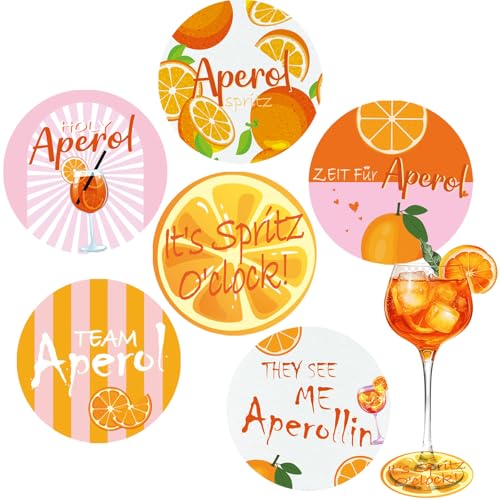 6 Stück Aperol Untersetzer aus Filz, Filzuntersetzer Rund Glasuntersetzer Aperol Spritz Geschenkset Coasters Geschenk für Aperolliebhaber Tischdeko Mottoparty Karneval Fasching Weihnachten von ePicsoa
