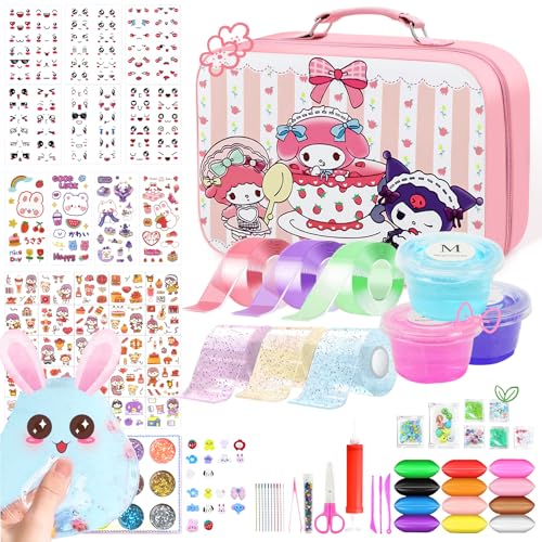 ePicsoa 122 Stück Nano Tape Bubbles Set, Nano Tape Bubbles, Bastelset Kinder, Enthält 6 Nano Tapes(1m x 5cm), Perlen, Kawaii-Aufkleber und Zubehör, DIY Blowing Bubble Tape Party Favors Geschenke von ePicsoa