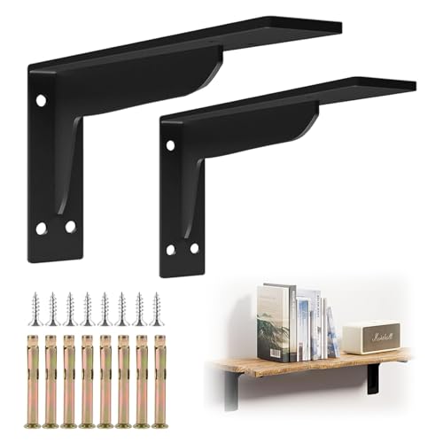 2 Stück Regalhalterung Regalträger, 388mm Regalwinkel Schwerlast, 90 Grad Recht Winklige Halterung, Schwerlastwinkel Wandhalterung Winkel Regal für Zuhause, Küche, Werkstatt, Gärten (Schwarz) von ePicsoa