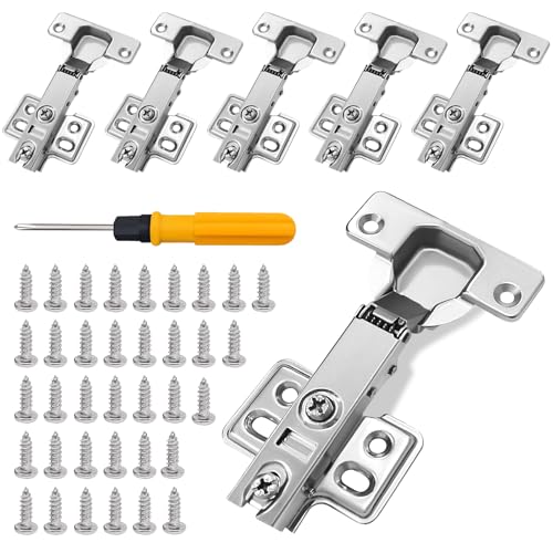 ePicsoa 6Pcs Schrank Scharniere,110° Eckanschlag 35mm Softclose Hydraulisch Scharnier,Schrankscharnier,Möbelscharniere,Softclose Scharnier mit 36 Schrauben,Topfbänder mit Dämpfer für Küchenschrank von ePicsoa
