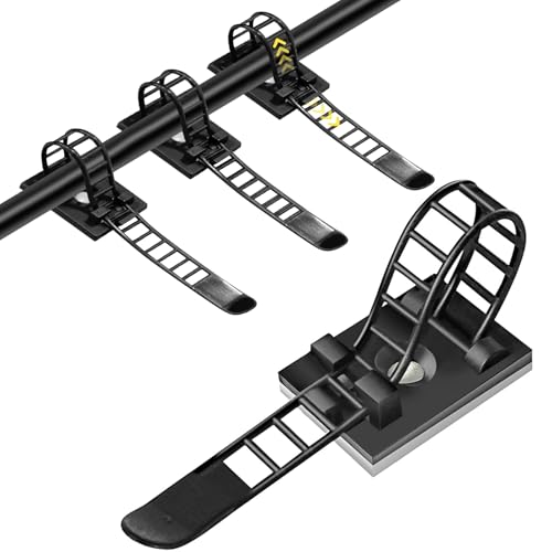 70 Stück Verstellbare Kabelhalter, Selbstklebende Kabelclips, Kabelbinder mit Klebehalterung, Kabelmanagement Kabelhalter für Computerkabel, TV-Kabel, USB-Kabe, Schreibtisch (Schwarz) von ePicsoa