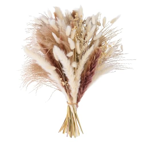 ePicsoa Pampasgras Deko Trockenblumen (90 Stängel) - Boho-Stil mit Hasenschwanzgras & Eukalyptusblättern - Deko Blumen Künstlich & Langlebige Tischdeko für Hochzeit, Wohnzimmer & Herbstdeko von ePicsoa