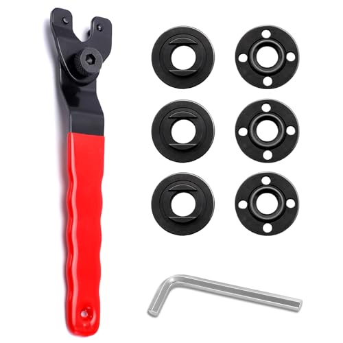 ePicsoa Winkelschleifer Stiftschlüssel, 8-48mm Verstellbar Zapfenschlüsse Stirnlochschlüssel, Universal Schraubenschlüssel für Winkelschleifer mit Innensechskantschlüssel und 6 Flansch von ePicsoa