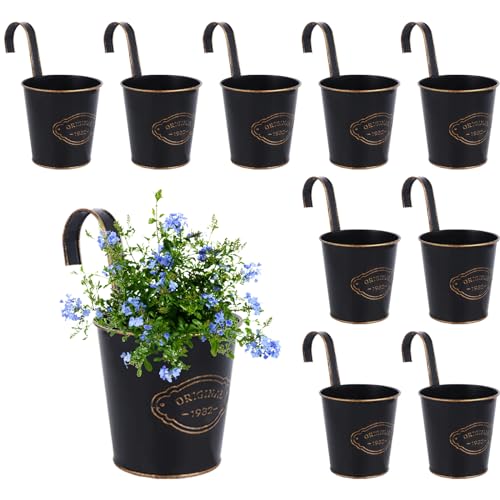 eROOSY 10er Set Blumentopf Hängend, Blumentopf zum Aufhängen, Blumentopf aus Metall für Pflanzen, Hängetöpfe, Metall hängende Blumentöpfe von eROOSY