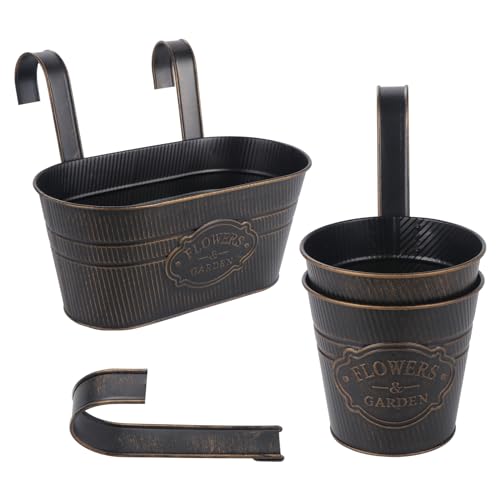 eROOSY 3pcs Hängender Blumentopf Metall, Hängende Blumentöpfe mit abnehmbaren Metallhaken, Blumentopf Hängend für Pflanzen im Freien, Balkon, Garten eROOSY 3pcs Hängender Blumentopf Metall, Hängende Blumentöpfe mit abnehmbaren Metallhaken, Blumentopf Hängend für Pflanzen im Freien, Balkon, Garten von eROOSY