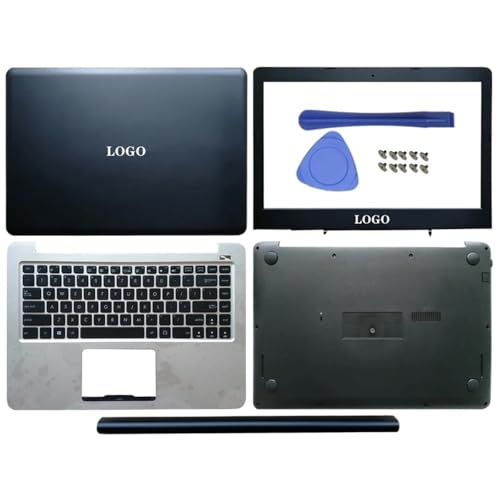 ErsatzlCD -Rückzugabdeckung vordere Lünette Scharniere Abdeckung Palmrest Bottom Case kompatibel mit K401 A401L K401L K401U K401LB V405L Laptop -Teile(ABCD Set) von eRgDFS