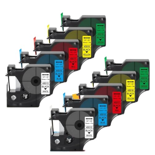 eRgDFS Kompatibel mit 45013 45010 45018 in gemischten Farben verwendet mit LM160 LM280 LM420P Etikett 10pcs 12 mm D1 -Bandbezeichnungen(Mixed Color) von eRgDFS