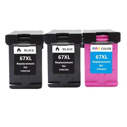 eRgDFS Kompatibel mit 67 67xl Deskjet -Druckern 1225 2732 und Modelle 6052 6055 6058 Inkjet -Patrone(2 BK 1 Color) von eRgDFS