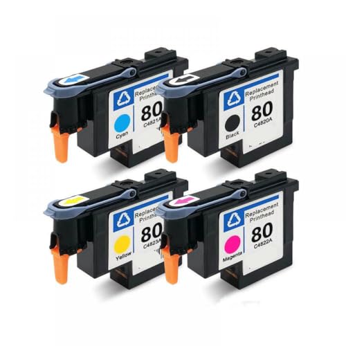 eRgDFS Kompatibel mit 80 Printhead C4820A C4821A C4822A C4823A DesignJet 1050 1055 1055 cm 1050c Plus Drucker(One Set (4 Colours)) von eRgDFS