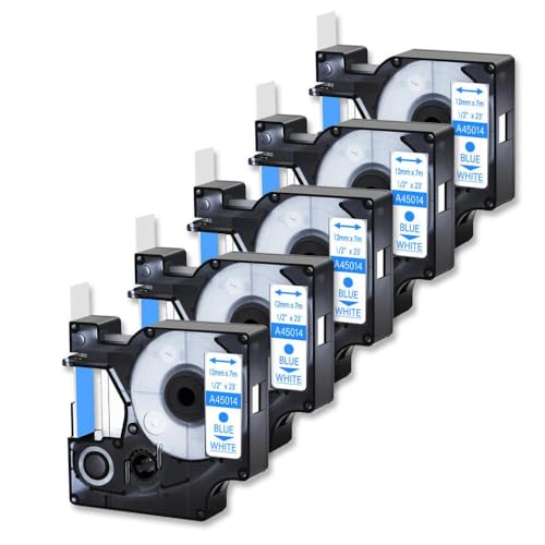 eRgDFS Kompatibel mit D1 45014 12 mm laminierter Labels Labelmanager 450d 150 Drucker 5pk Blau auf weißem Klebeband eRgDFS Kompatibel mit D1 45014 12 mm laminierter Labels Labelmanager 450d 150 Drucker 5pk Blau auf weißem Klebeband von eRgDFS